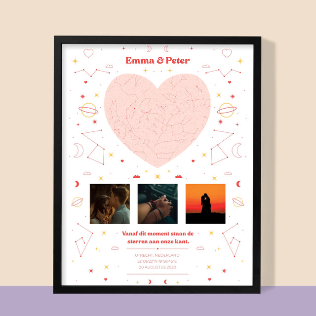 Starrenkaart: Sterrenkaart: Ons Moment - Afdruk Met Frame 30X40 (Verticaal)