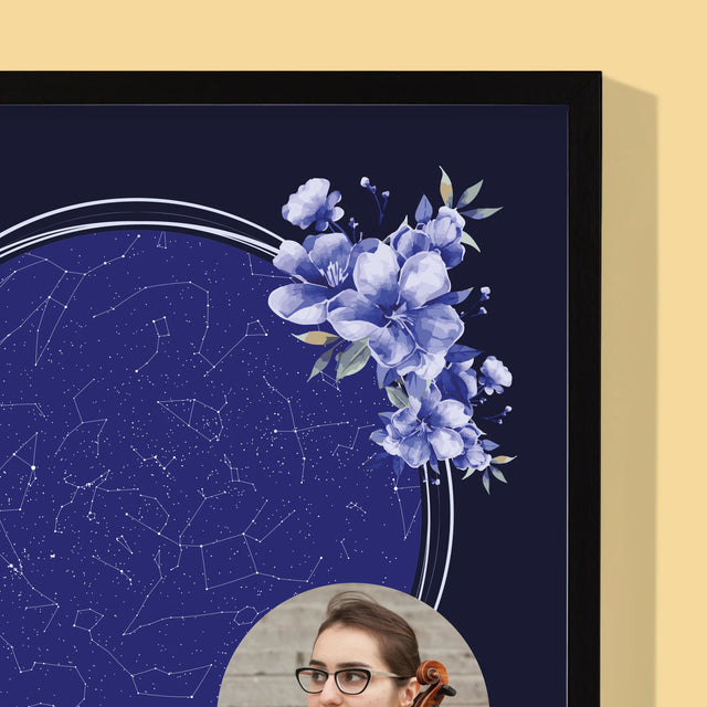 Starrenkaart: Sterrenkaart: Sterren Fonkelen Op Jouw Verjaardag - Afdruk Met Frame 30X40 (Verticaal)