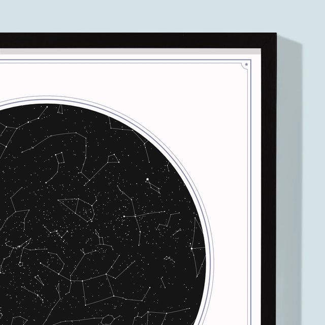 Starrenkaart: Sterrenkaart Onder De Sterren - Afdruk Met Frame 30X40 (Verticaal)