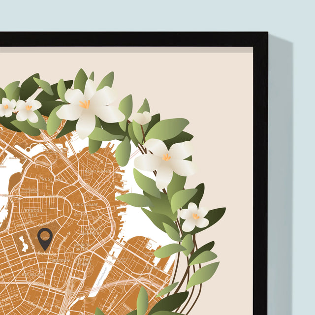 Stadsplastadsplattegrond: Stadskaart: Begin Van Gezamelijke Weg - Afdruk Met Frame 30X40 (Verticaal)