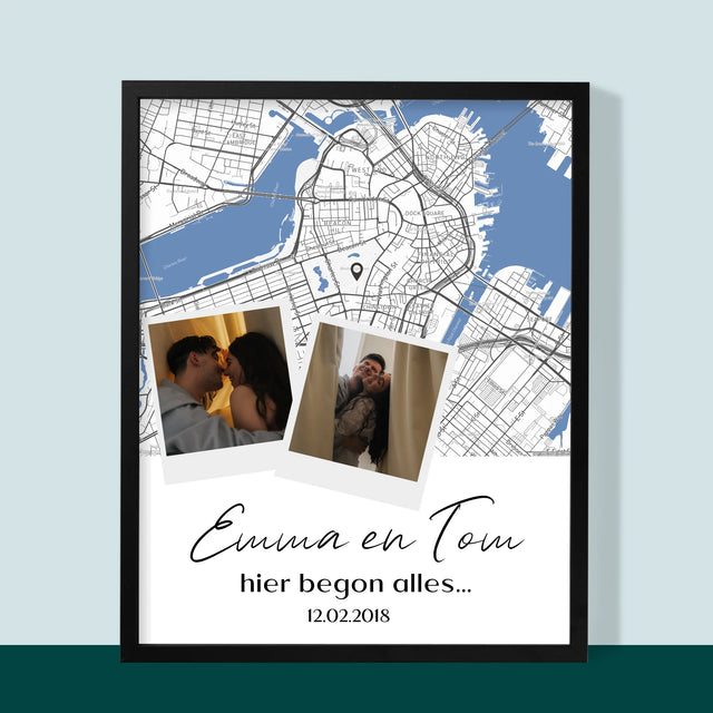 Stadsplastadsplattegrond: Stadskaart: Waar Alles Begon - Afdruk Met Frame 30X40 (Verticaal)