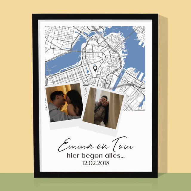 Stadsplastadsplattegrond: Stadskaart: Waar Alles Begon - Afdruk Met Frame 30X40 (Verticaal)