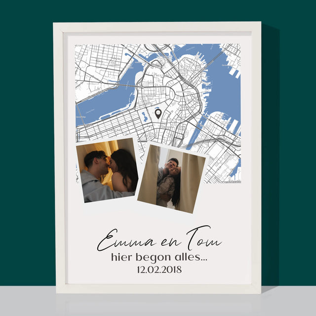 Stadsplastadsplattegrond: Stadskaart: Waar Alles Begon - Afdruk Met Frame 30X40 (Verticaal)