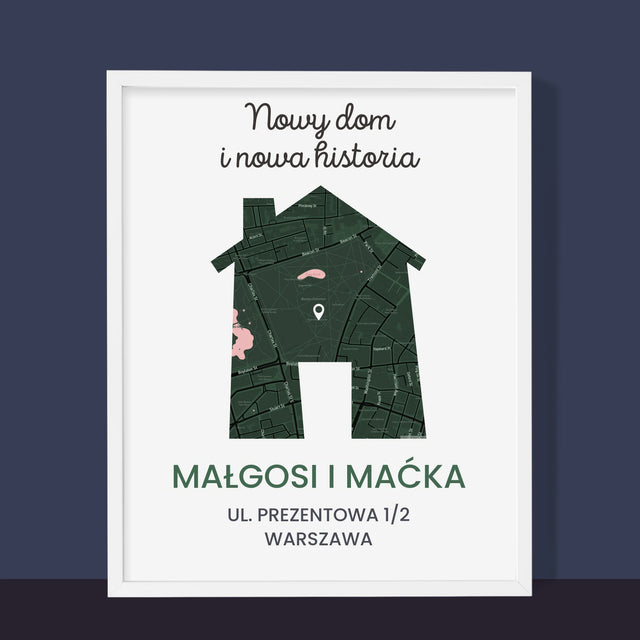 Stadsplastadsplattegrond: Stadskaart: Nieuw Huis - Afdruk Met Frame 30X40 (Verticaal)