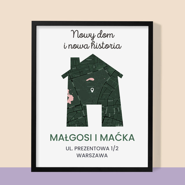 Stadsplastadsplattegrond: Stadskaart: Nieuw Huis - Afdruk Met Frame 30X40 (Verticaal)