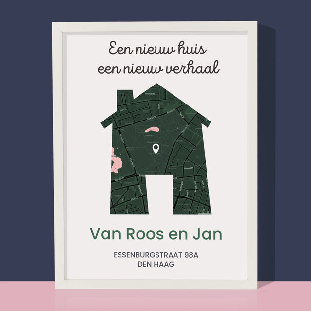 Stadsplastadsplattegrond: Stadskaart: Nieuw Huis - Afdruk Met Frame 30X40 (Verticaal)