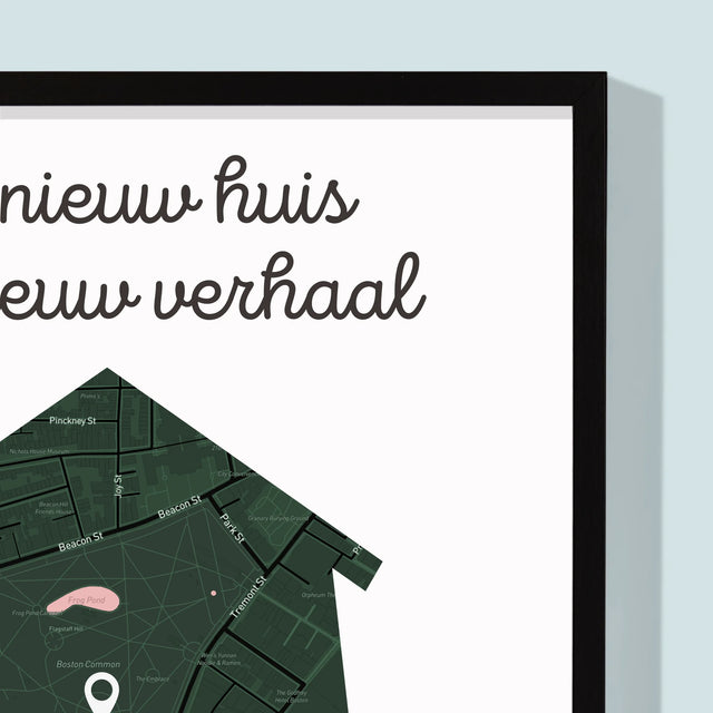Stadsplastadsplattegrond: Stadskaart: Nieuw Huis - Afdruk Met Frame 30X40 (Verticaal)