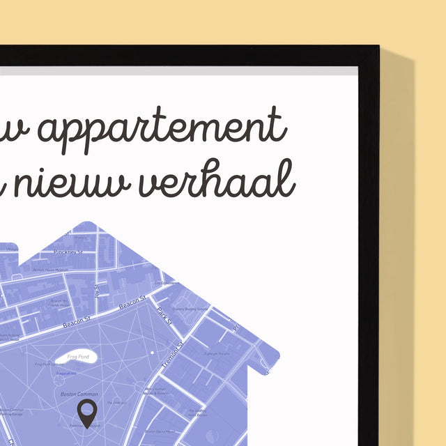 Stadsplastadsplattegrond: Stadskaart: Nieuw Appartement - Afdruk Met Frame 30X40 (Verticaal)