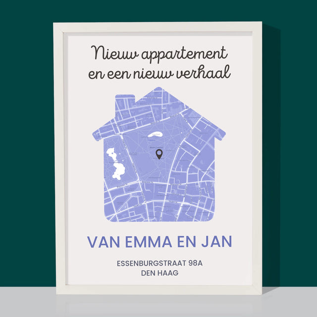 Stadsplastadsplattegrond: Stadskaart: Nieuw Appartement - Afdruk Met Frame 30X40 (Verticaal)