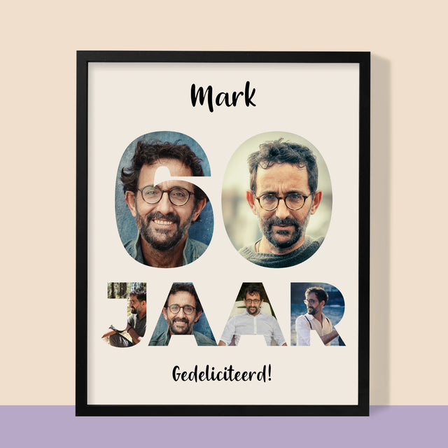 Woord Van Foto'S: 60 Jaar - Afdruk Met Frame 30X40 (Verticaal)