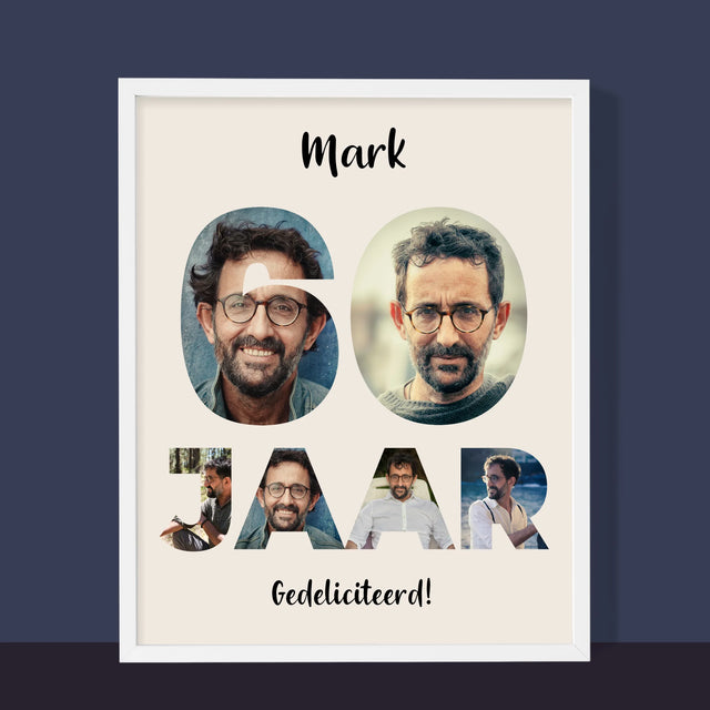 Woord Van Foto'S: 60 Jaar - Afdruk Met Frame 30X40 (Verticaal)