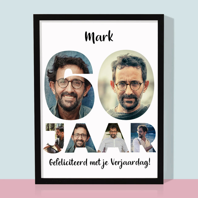 Woord Van Foto'S: 60 Jaar - Afdruk Met Frame 30X40 (Verticaal)