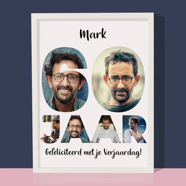 Woord Van Foto'S: 60 Jaar - Afdruk Met Frame 30X40 (Verticaal)