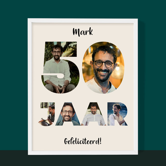 Woord Van Foto'S: 50 Jaar - Afdruk Met Frame 30X40 (Verticaal)