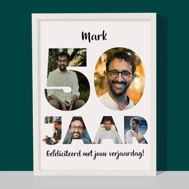 Woord Van Foto'S: 50 Jaar - Afdruk Met Frame 30X40 (Verticaal)