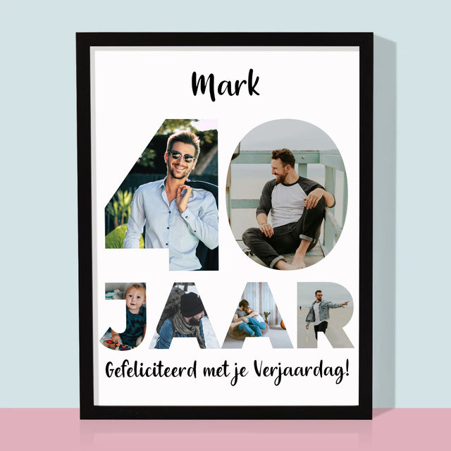 Woord Van Foto'S: 40 Jaar - Afdruk Met Frame 30X40 (Verticaal)