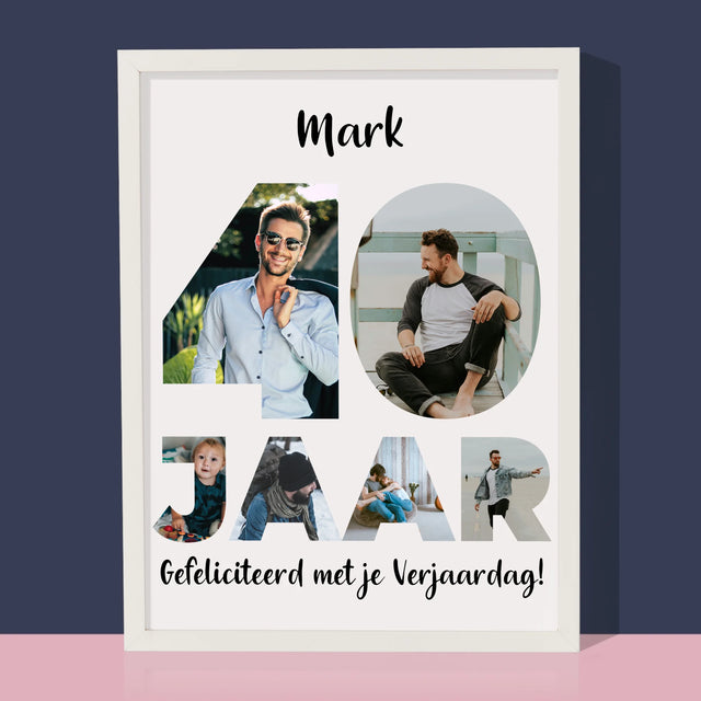 Woord Van Foto'S: 40 Jaar - Afdruk Met Frame 30X40 (Verticaal)