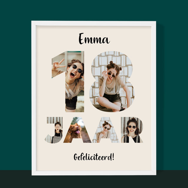 Woord Van Foto'S: 18 Jaar - Afdruk Met Frame 30X40 (Verticaal)