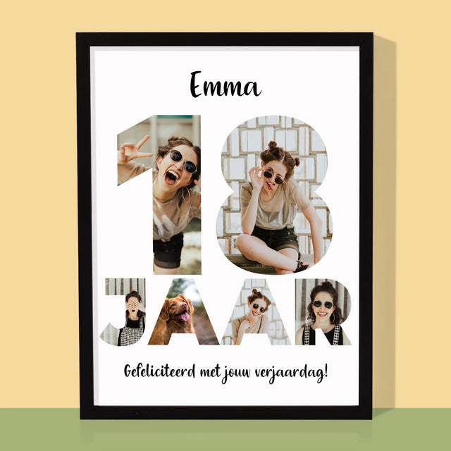 Woord Van Foto'S: 18 Jaar - Afdruk Met Frame 30X40 (Verticaal)