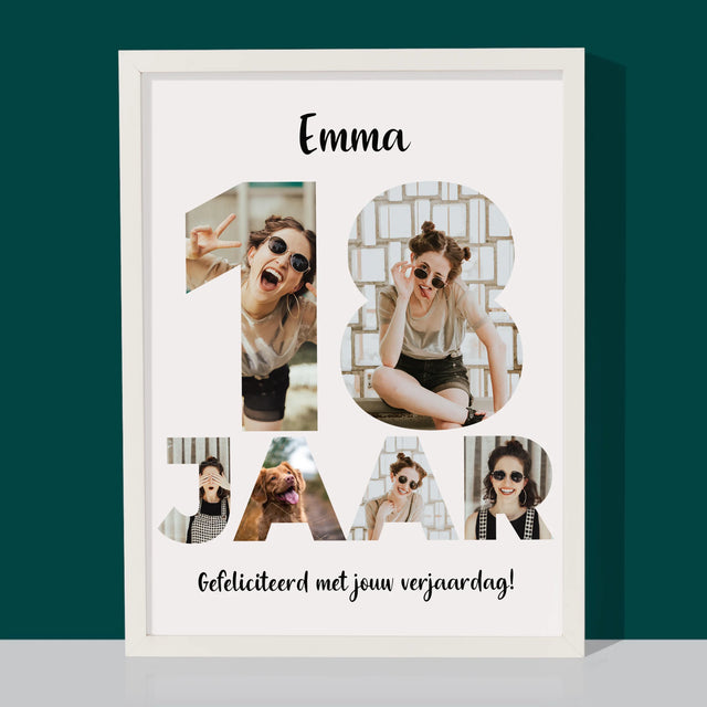 Woord Van Foto'S: 18 Jaar - Afdruk Met Frame 30X40 (Verticaal)