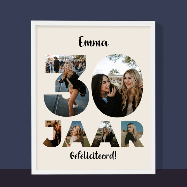 Woord Van Foto'S: 30 Jaar - Afdruk Met Frame 30X40 (Verticaal)