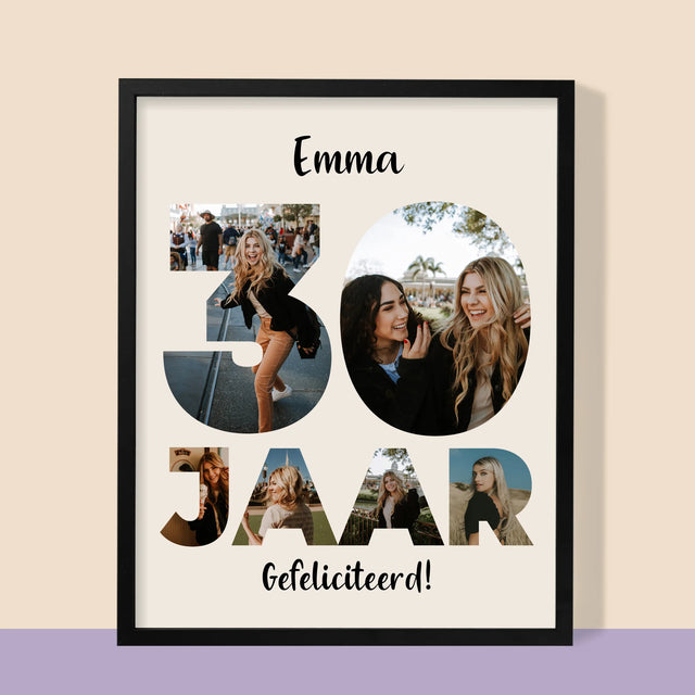 Woord Van Foto'S: 30 Jaar - Afdruk Met Frame 30X40 (Verticaal)