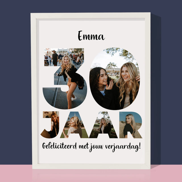 Woord Van Foto'S: 30 Jaar - Afdruk Met Frame 30X40 (Verticaal)