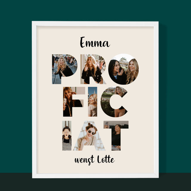 Woord Van Foto'S: Proficiat - Afdruk Met Frame 30X40 (Verticaal)