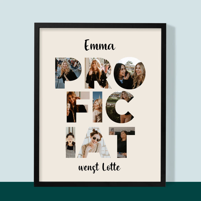 Woord Van Foto'S: Proficiat - Afdruk Met Frame 30X40 (Verticaal)