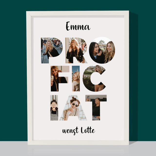 Woord Van Foto'S: Proficiat - Afdruk Met Frame 30X40 (Verticaal)