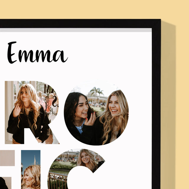 Woord Van Foto'S: Proficiat - Afdruk Met Frame 30X40 (Verticaal)