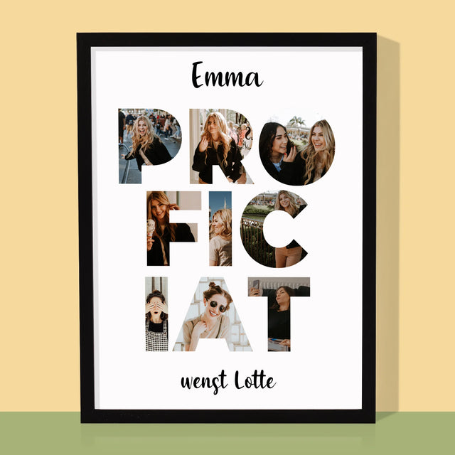 Woord Van Foto'S: Proficiat - Afdruk Met Frame 30X40 (Verticaal)