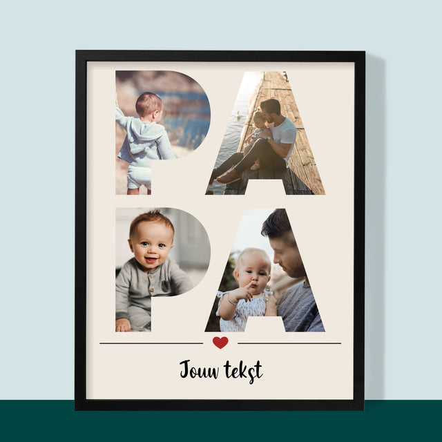 Woord Van Foto'S: Papa  - Afdruk Met Frame 30X40 (Verticaal)