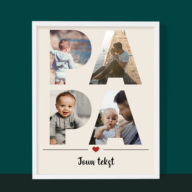 Woord Van Foto'S: Papa  - Afdruk Met Frame 30X40 (Verticaal)