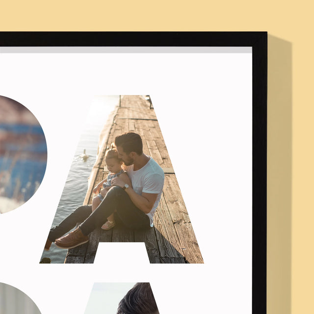 Woord Van Foto'S: Papa  - Afdruk Met Frame 30X40 (Verticaal)