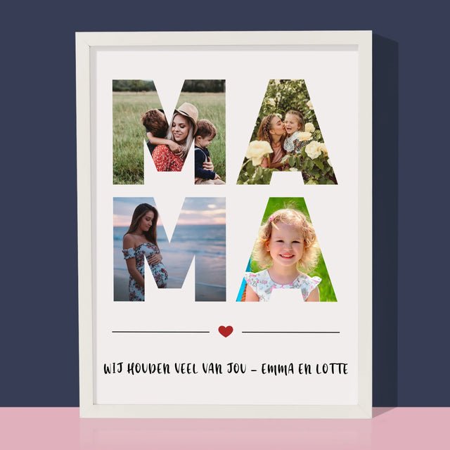Woord Van Foto'S: Mama - Afdruk Met Frame 30X40 (Verticaal)