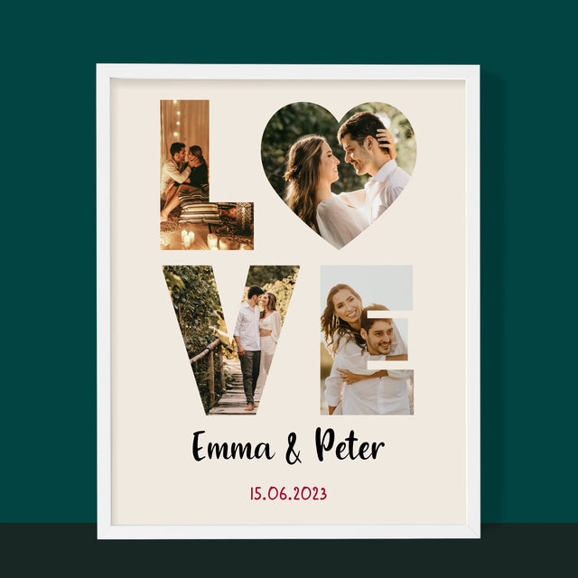 Woord Van Foto'S: Love Met Jouw Foto'S - Afdruk Met Frame 30X40 (Verticaal)