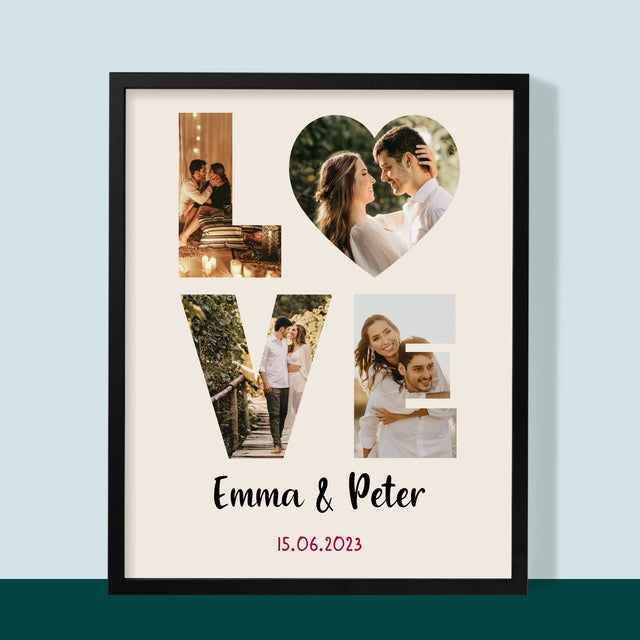Woord Van Foto'S: Love Met Jouw Foto'S - Afdruk Met Frame 30X40 (Verticaal)