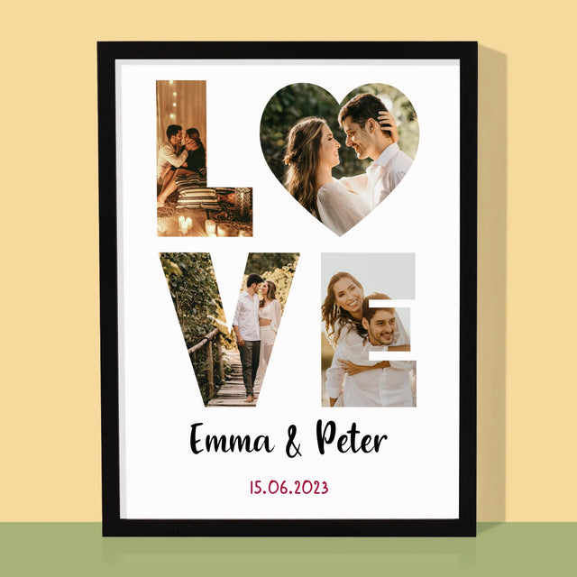 Woord Van Foto'S: Love Met Jouw Foto'S - Afdruk Met Frame 30X40 (Verticaal)