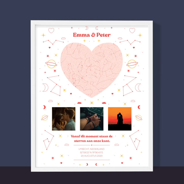 Starrenkaart: Sterrenkaart: Ons Moment - Afdruk Met Frame 30X40 (Verticaal)
