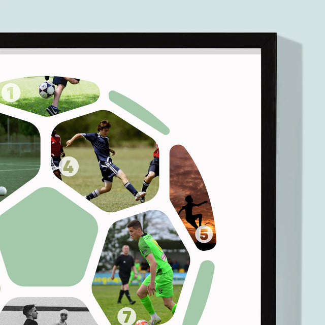 Fotocollage: Fotocollage Voetbal - Afdruk Met Frame 30X40 (Verticaal)