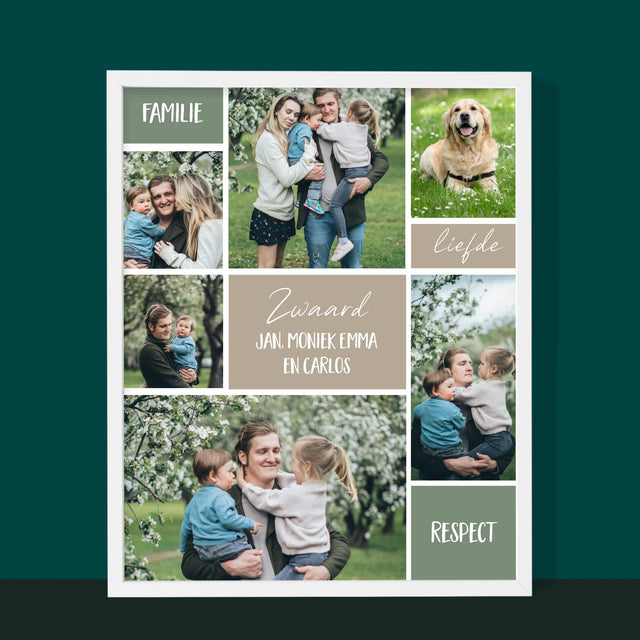 Fotocollage: Collage Familie - Afdruk Met Frame 30X40 (Verticaal)