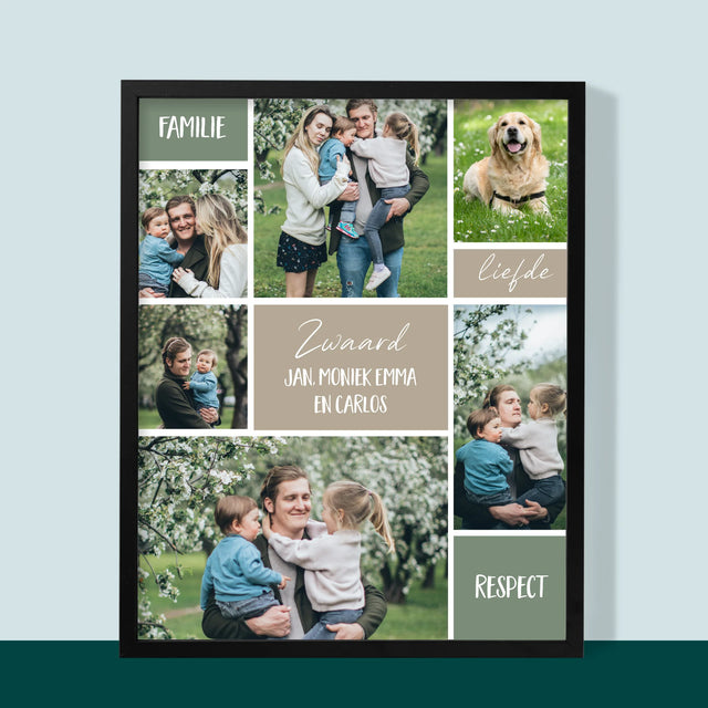Fotocollage: Collage Familie - Afdruk Met Frame 30X40 (Verticaal)