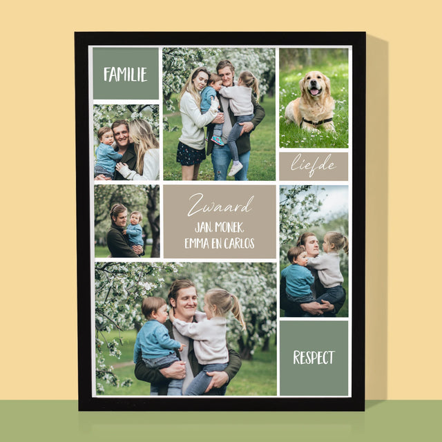 Fotocollage: Collage Familie - Afdruk Met Frame 30X40 (Verticaal)