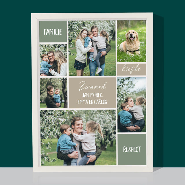 Fotocollage: Collage Familie - Afdruk Met Frame 30X40 (Verticaal)