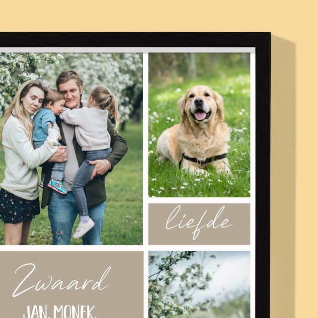 Fotocollage: Collage Familie - Afdruk Met Frame 30X40 (Verticaal)