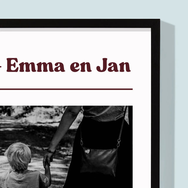 Foto En Handtekening: Liefde Van Ouders - Afdruk Met Frame 30X40 (Verticaal)