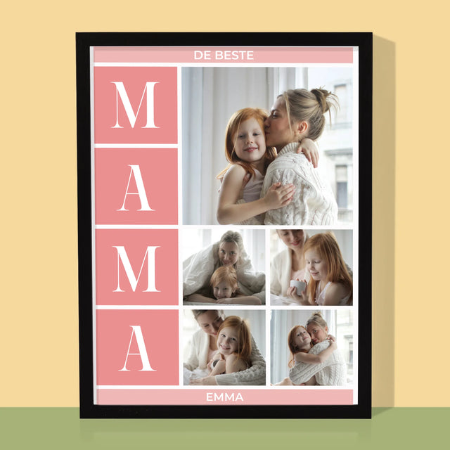 Fotocollage: Collage De Beste Mama - Afdruk Met Frame 30X40 (Verticaal)