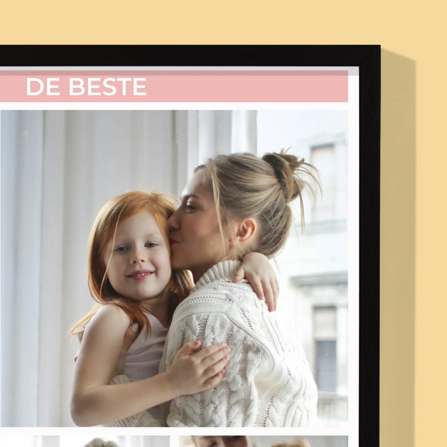 Fotocollage: Collage De Beste Mama - Afdruk Met Frame 30X40 (Verticaal)