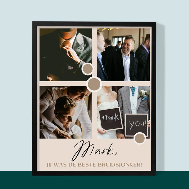Fotocollage: Bedankt Collage, Bruidsjonker - Afdruk Met Frame 30X40 (Verticaal)